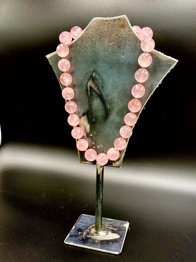 Collana donna artigianale girocollo in Quarzo Rosa Sfaccettato 10